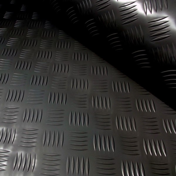 A 4x2mtr Black Rubber Anti-Slip Chequered Van Floor Covering